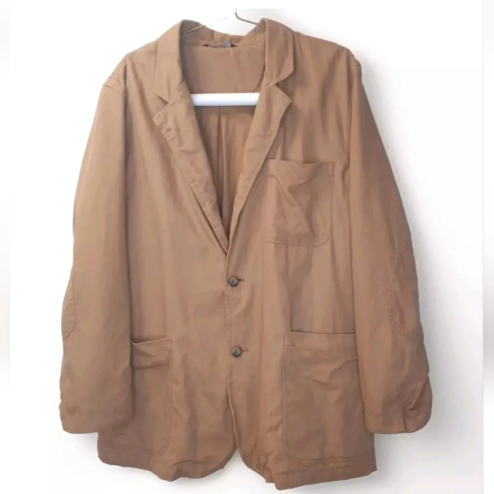 Duluth Chore Sports Coat Blazer Jacket Men L Fire Hose Canvas Cargo Pocket Brown